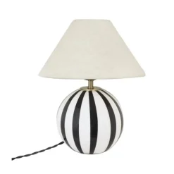 Alba lampfot svart/vit, beige skärm