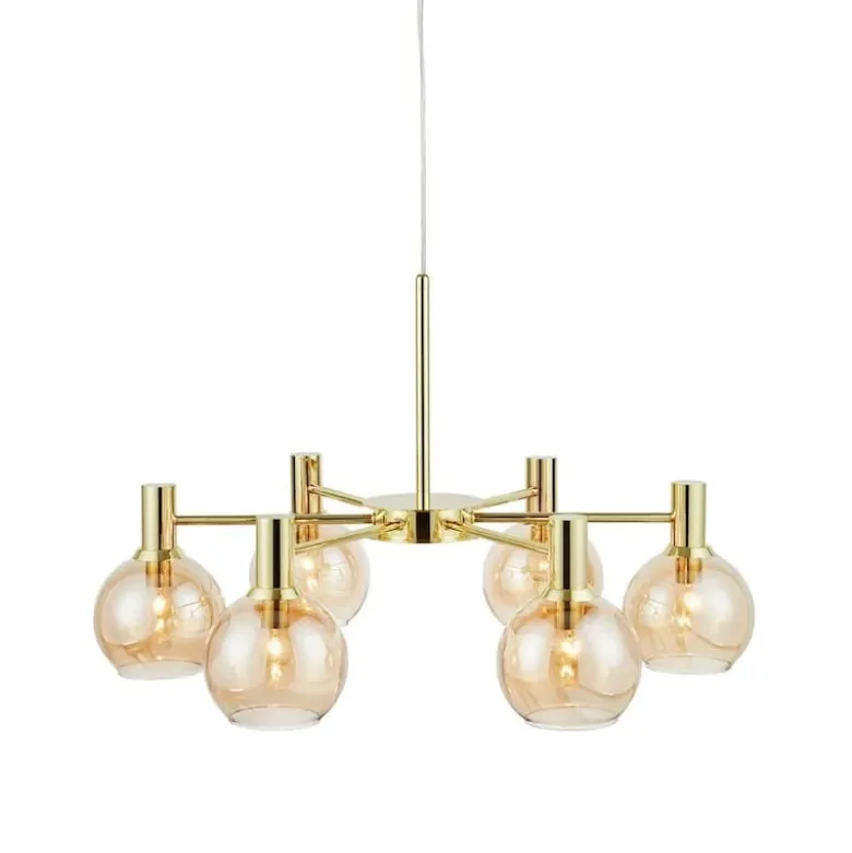 Ambra 6L taklampa mässing/amber