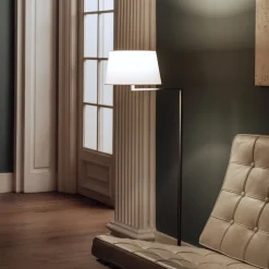 Americana golvlampa nickel/vit