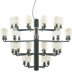 Amp chandelier L guld glas/grön