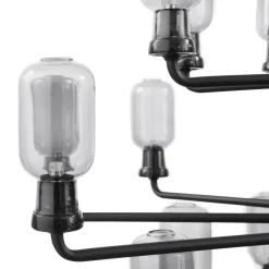 Amp chandelier L rökfärgat glas/svart