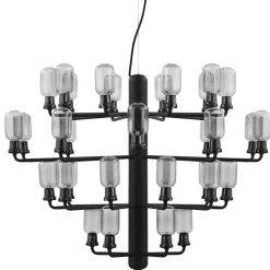 Amp chandelier L rökfärgat glas/svart