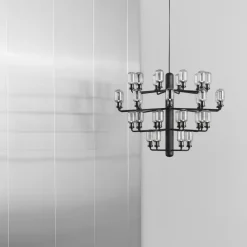 Amp chandelier L rökfärgat glas/svart