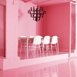 Amp chandelier L vitt glas/vit