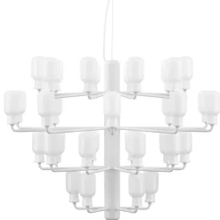 Amp chandelier L vitt glas/vit
