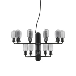 Amp chandelier S rökfärgat glas/svart