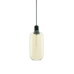 Amp Taklampa L guld glas/grön