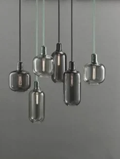 Amp Taklampa S guld glas/grön