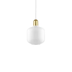 Amp Taklampa S vitt glas/mässing