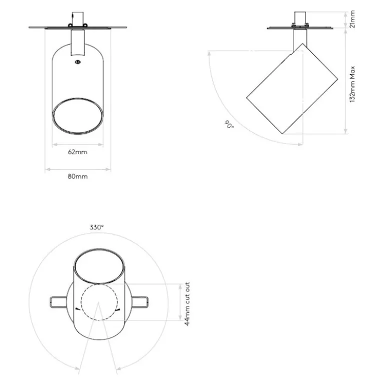 Aqua recessed spotlight IP44 vit matt