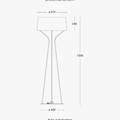 Aria golvlampa rostfritt stål/vit linnetextil