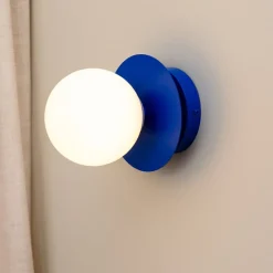 Art Deco IP44 badrumsbelysning blå/vit