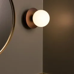 Art Deco IP44 badrumsbelysning brons/vit