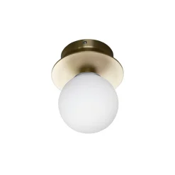 Art Deco IP44 badrumsbelysning borstad mässing/vit