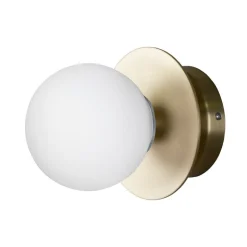 Art Deco IP44 badrumsbelysning borstad mässing/vit