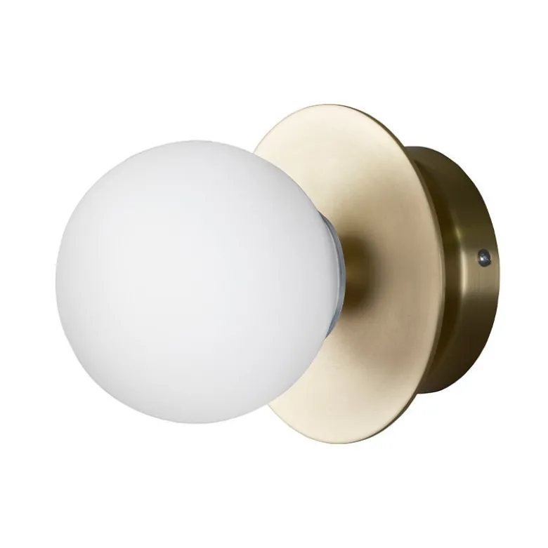 Art Deco IP44 badrumsbelysning borstad mässing/vit