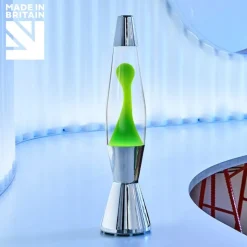 Astro Baby silver lavalampa klar med grön lava