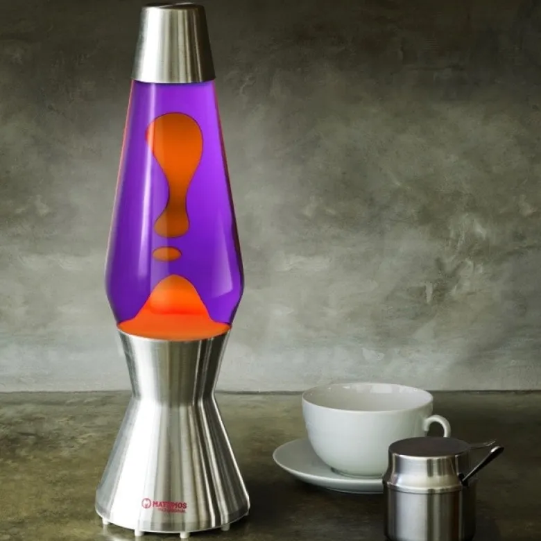 Astro silver lavalampa lila med orange lava