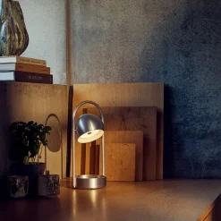 Ball portabel bordslampa brushed aluminium