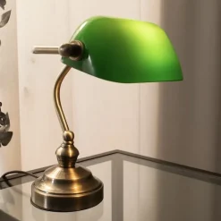 Bankers 25 cm bordslampa oxide/grön