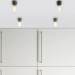Basic taklampa/vägglampa grå IP20 rak sockel