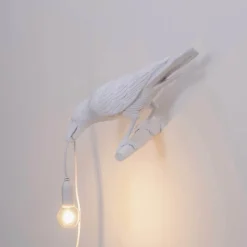 Bird Lamp looking left outdoor vägglampa vit