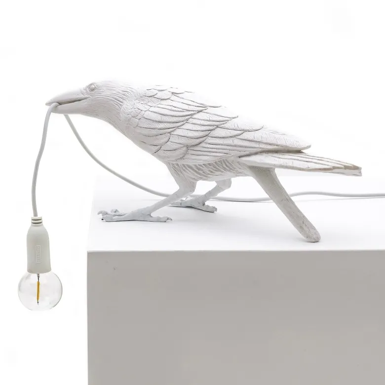 Bird Lamp Playing bordslampa vit