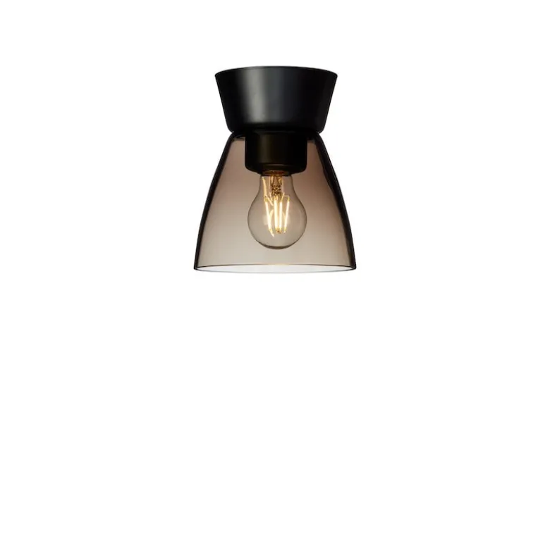 Bizzo plafond mattsvart/rökfärgat glas