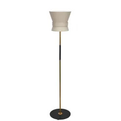 Bow liten golvlampa rå mässing/vream white