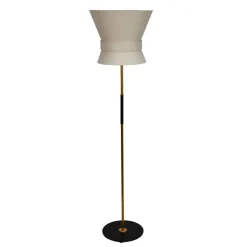 Bow stor golvlampa rå mässing/white cream