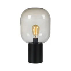 Brooklyn 44cm bordslampa svart/rökfärgat glas