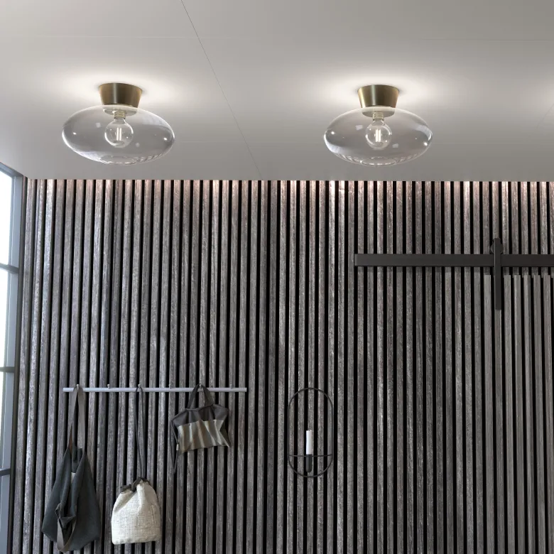 Bullo XL Plafond Ø38 Mässing/Klarglas