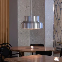 Bumling Ø600 taklampa opalt ringraster borstad aluminium