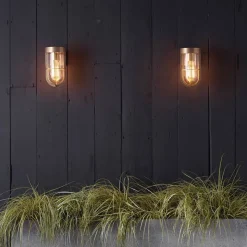 Cabin vägglampa IP44 klart glas/antik mässing