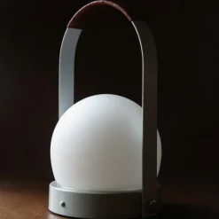 Carrie portabel bordslampa IP44 linen blue/leather