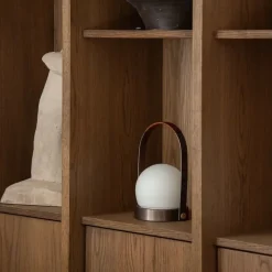 Carrie portabel bordslampa IP44 brushed aluminium/leather