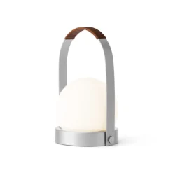 Carrie portabel bordslampa IP44 brushed aluminium/leather