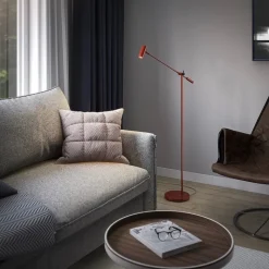 Cato golvlampa dimbar blank rubinröd/mattsvart