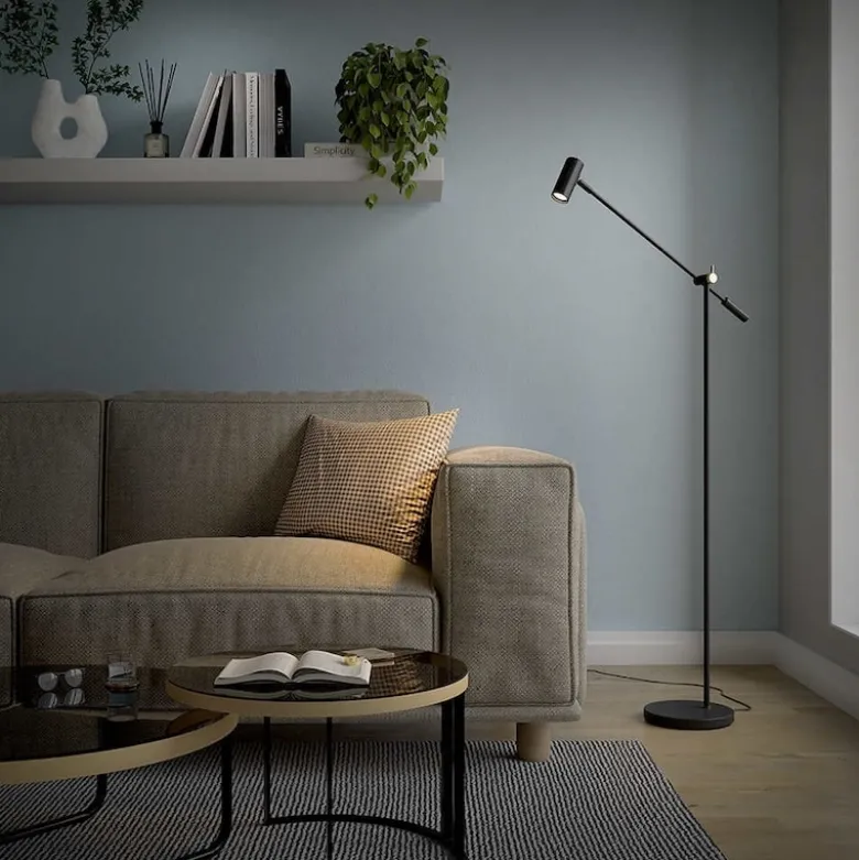 Cato golvlampa dimbar mattsvart/mässing