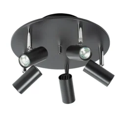 Cato 5 spotlight rund halogen mattsvart/krom
