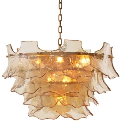 Clarendon Chandelier taklampa antik mässing/champagnefärgat glas
