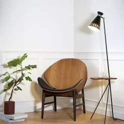 Cone golvlampa med bord black noir