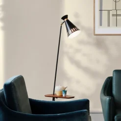 Cone golvlampa med bord black noir