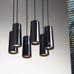 Core 6 kluster taklampa svart Marquina marmor