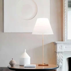 Costanza D13c Bordslampa Aluminium, vit skärm