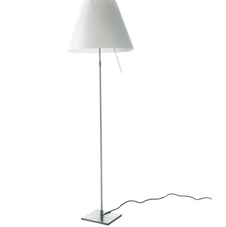 Costanza D13 tc Golvlampa Aluminium vit skärm
