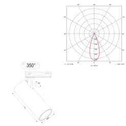 Cylinder 45 570lm D2W 930-918 36° 7W BK 1-fas svart