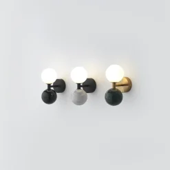 Dalt vägglampa mattsvart/vit marmor