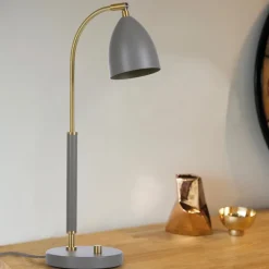 Deluxe Bordslampa varmgrå/mässing
