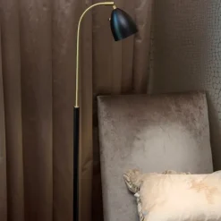 Deluxe golvlampa vit/mässing